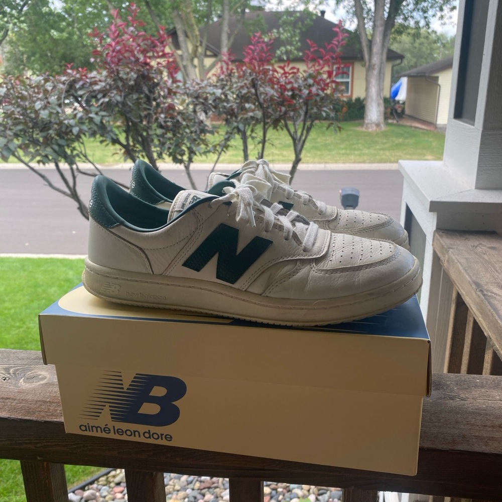 New Balance x Aime Leon Dore 500T Green and Cream Sneakers